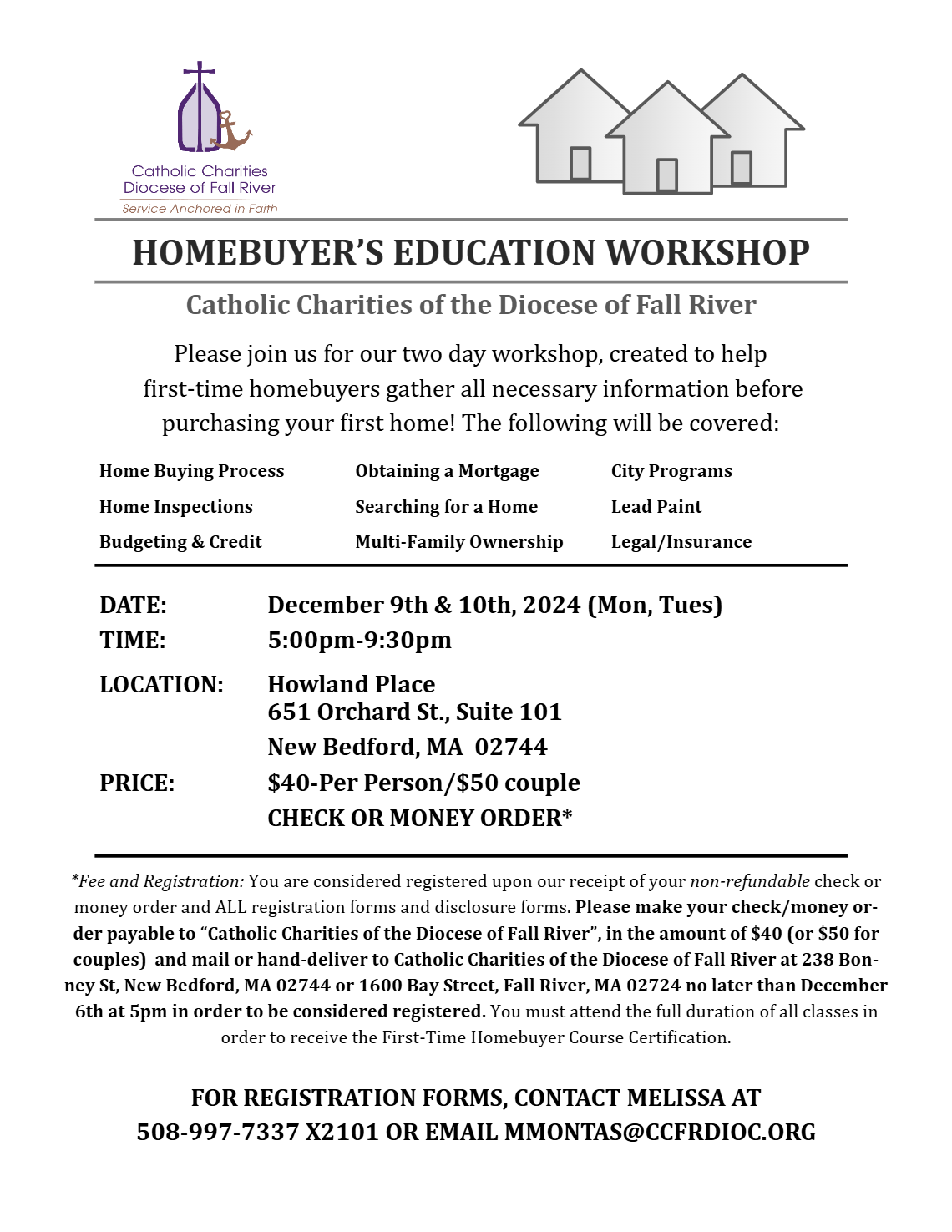 2-Day Homebuyer’s Education Workshop December 9th & 10th,	2024